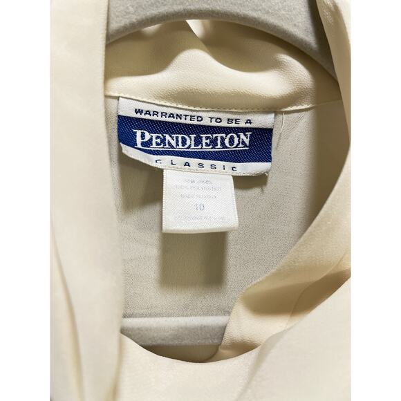 Vintage Pendelton Cream Mock Neck Button Blouse Size 10 - Picture 3 of 11